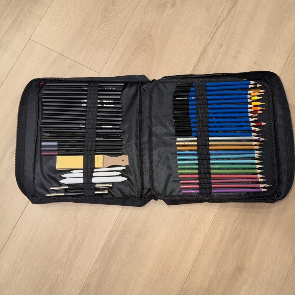 Shuttle Art 124 Pack Drawing Kit Colored Pencils Sketch Pads Art Set w/ Case - Picture 2 of 5